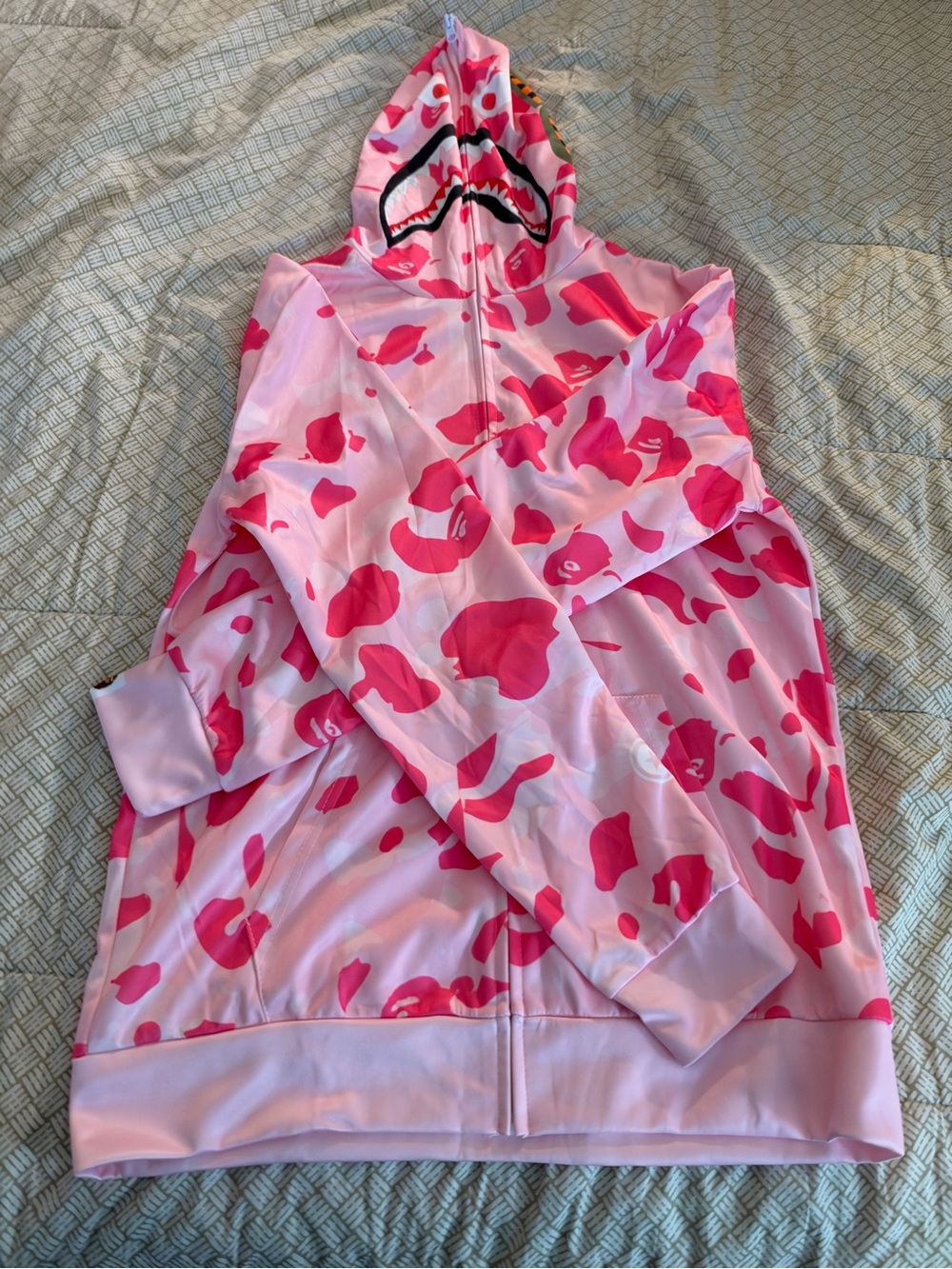 Pink Camouflage Shark-Detail Zip Hoodie BAPE